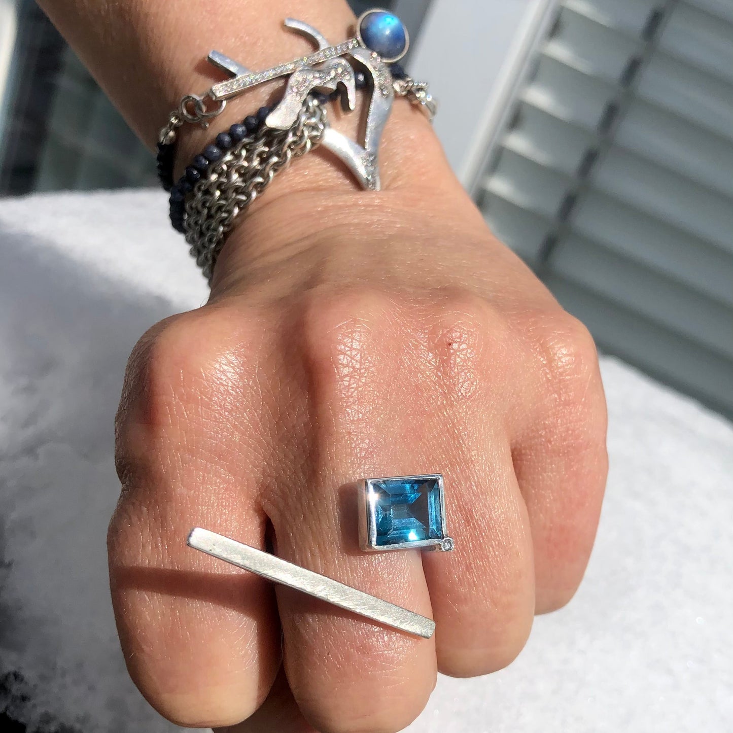 LIBERTÉ Ring  Blue Topaz & Diamond